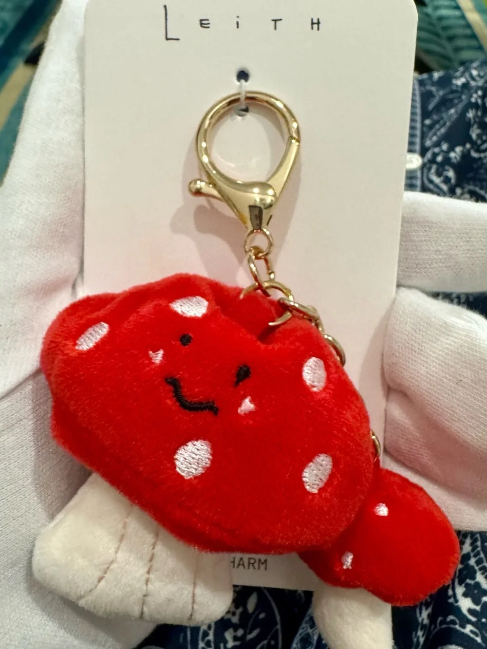 Leith Red & White Mushroom Plush Keychain Charm - Picture 2 of 5